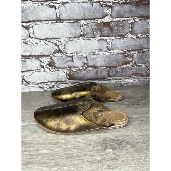 Sabah Shoes - Sabah Baba Big Bend Olive Shearling Bronze Slippers Mules Flats Women 36EU/6M US